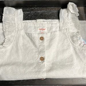 Girls Cat and Jack White Frilly Tank